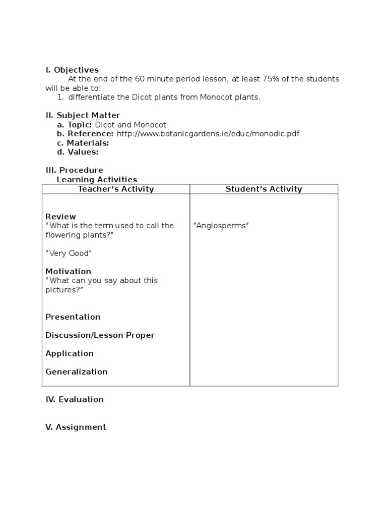 Detailed Lesson Plan in Science(Biology) Lesson Plan Teaching