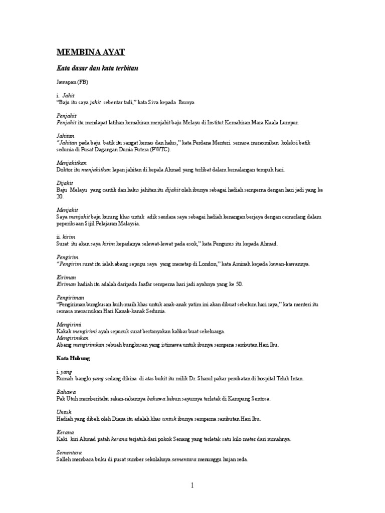 Membina Ayat Pdf