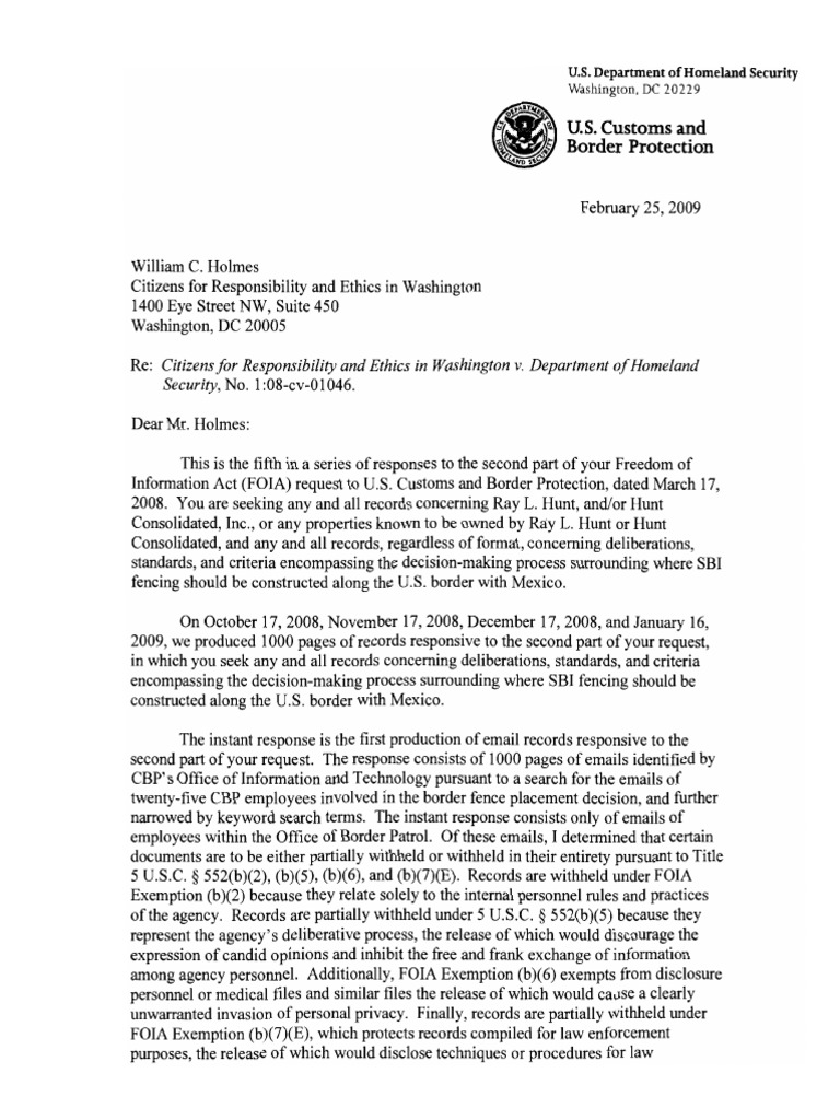 CREW U.S. Department of Homeland Security U.S. Customs and Border