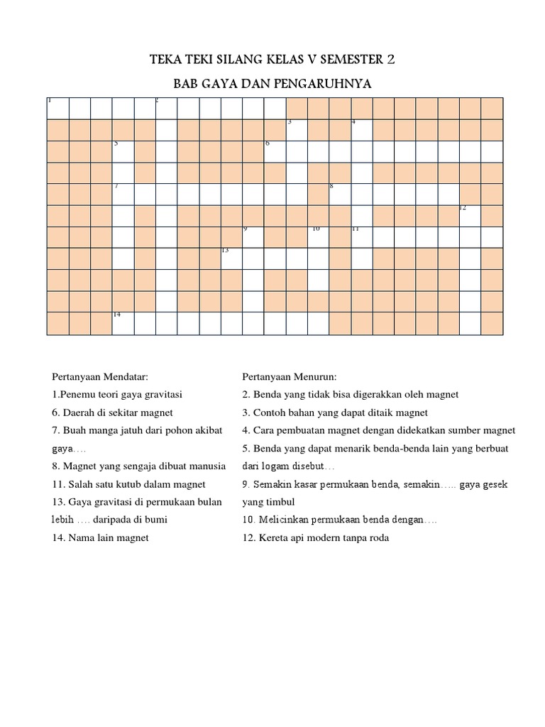 Teka Teki IPA kelas 5 SD Semester 2