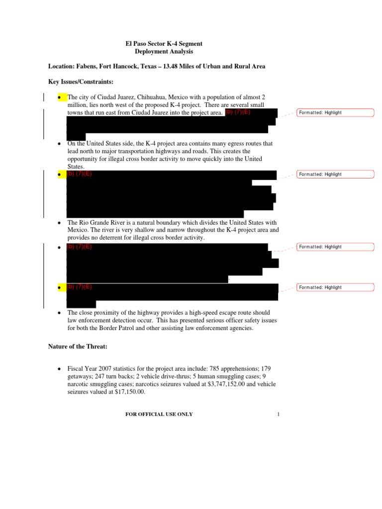 El Paso K-4 Border Security Analysis | PDF | United States Border ...