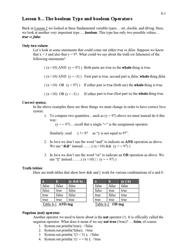 BPJ Lesson 8 | PDF | Boolean Data Type | Computer Programming