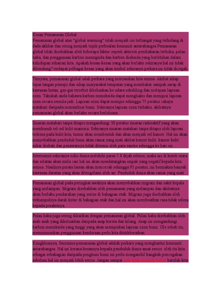 Kesan Pemanasan Global Pdf