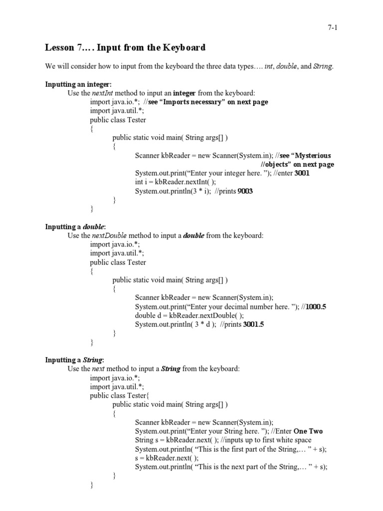Inputting Data with Scanner in Java | PDF | Integer (Computer Science ...