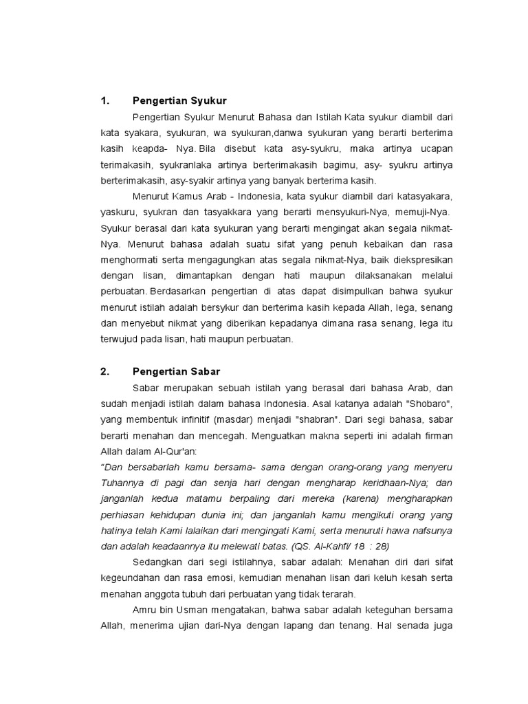 Syukur Menurut Bahasa Artinya Bank Jawaban