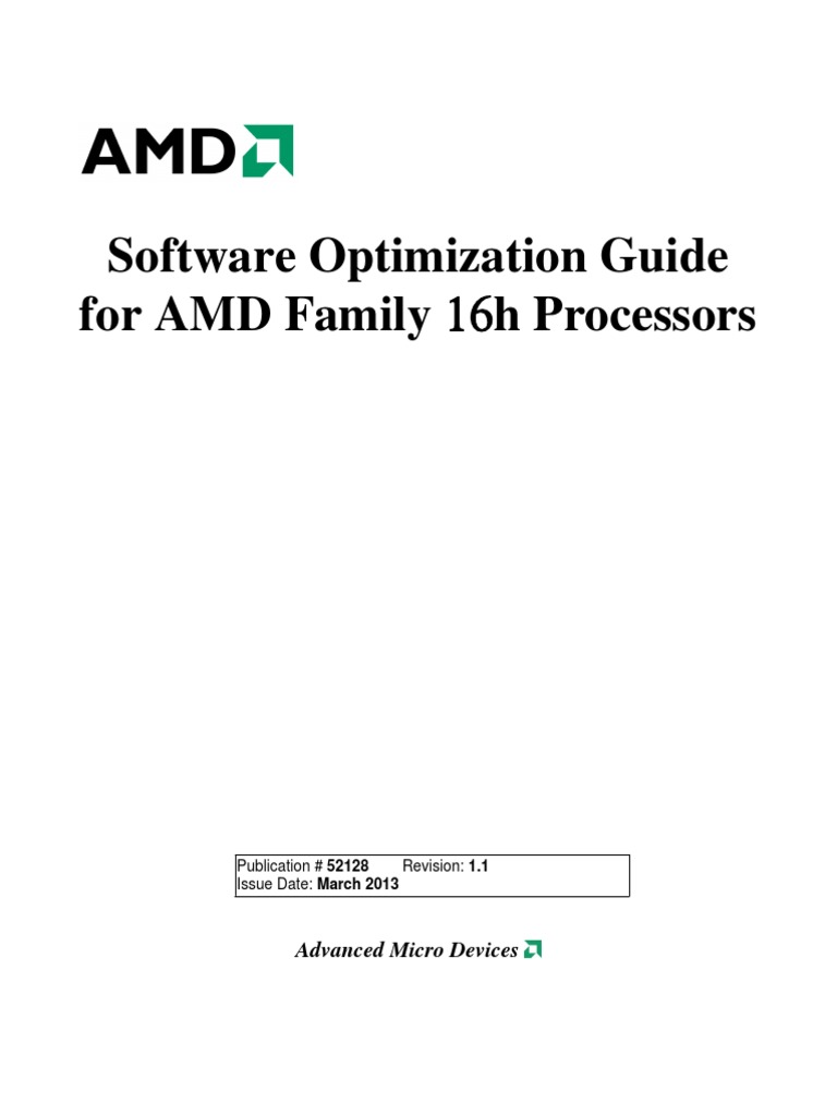 Software Optimization Guide For AMD Family H Processors: Advanced Micro ...