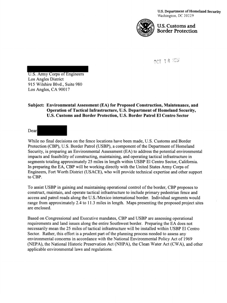 Environmental Assessment for Border Infrastructure | PDF | National ...