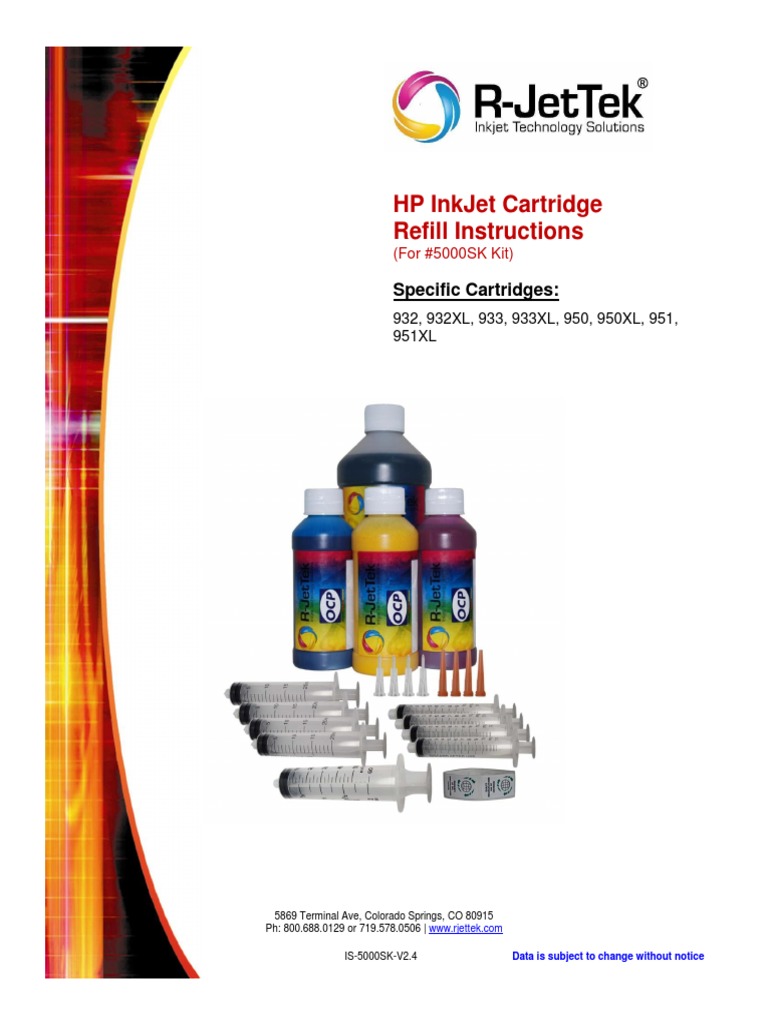 HP Inkjet Cartridge Refill Instructions Specific Cartridges PDF