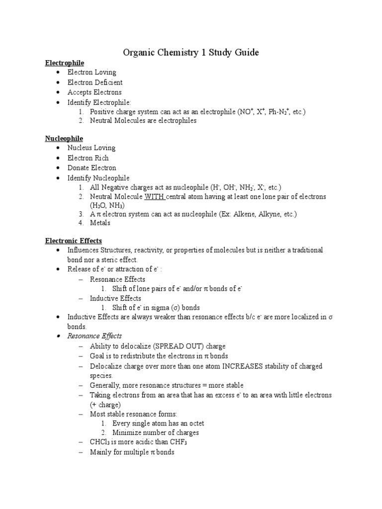 Orangic Chemistry 1 Study Guide | PDF | Chemical Bond | Physical Chemistry
