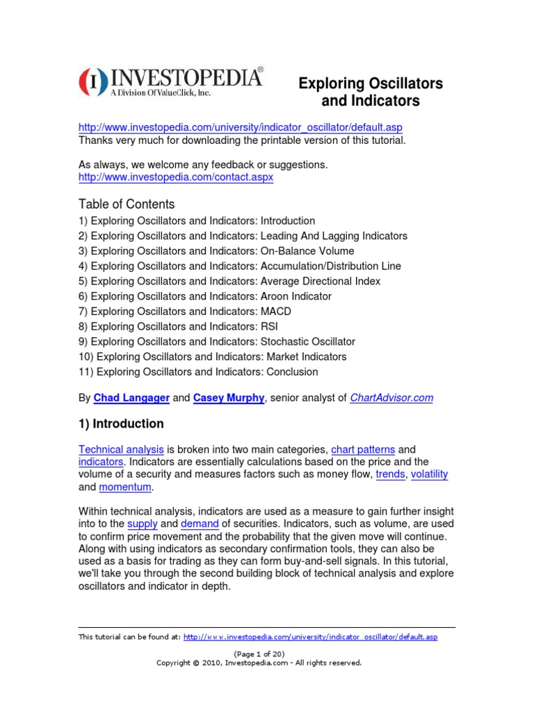 Exploring Oscillators and Indicators PDF Market Trend Vix