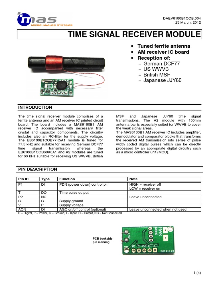 Time Signal Receiver Module Overview | PDF | Antenna (Radio) | Transmitter