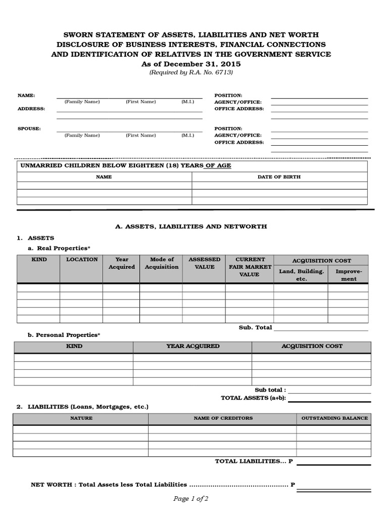 Saln 2016 Form | Net Worth | Mortgage Loan