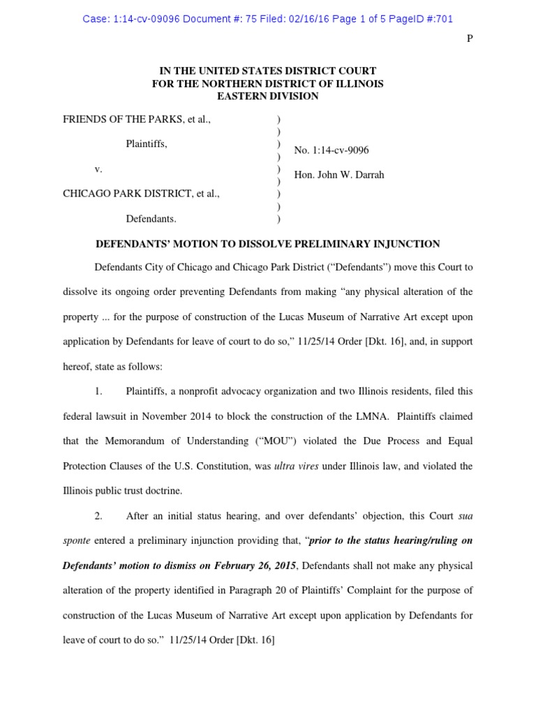 No. 75 Motion To Dissolve Injunction PDF Injunction Lawsuit