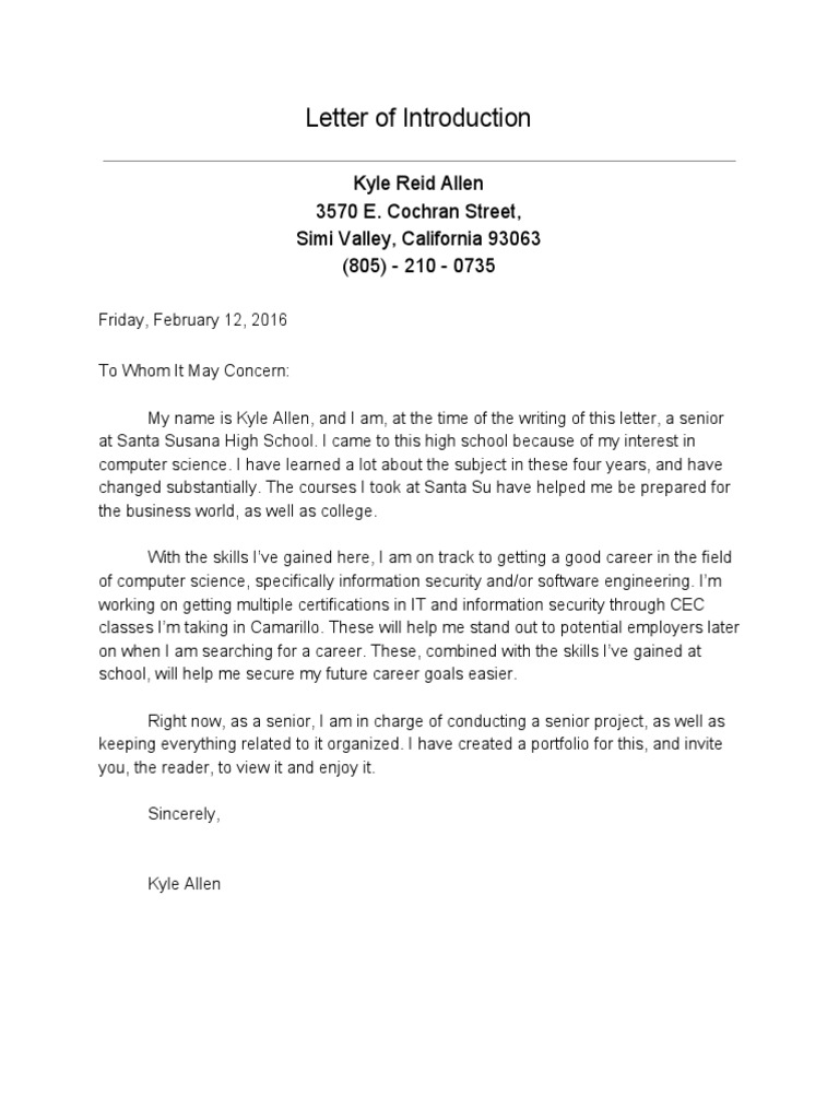 Letterofintroduction | PDF | Career & Growth