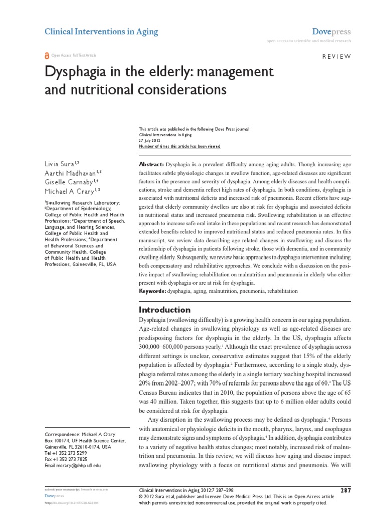 Dysphagia Pada Geriatri Pdf Pneumonia Dementia