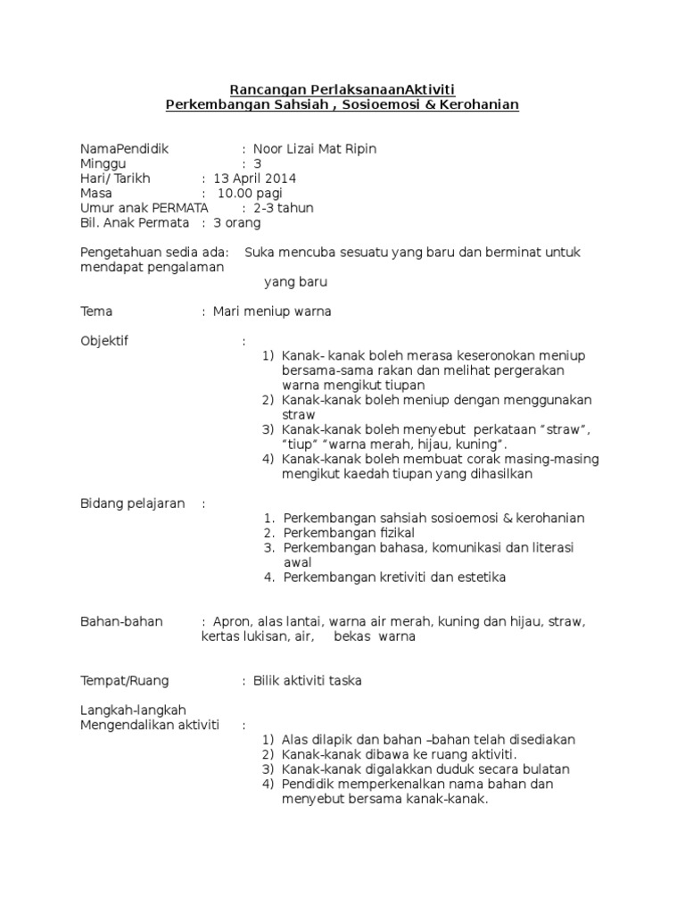 Rpa Perkembangan Sahsiah Sosioemosi Kerohanian Pn Faizah Done Pdf