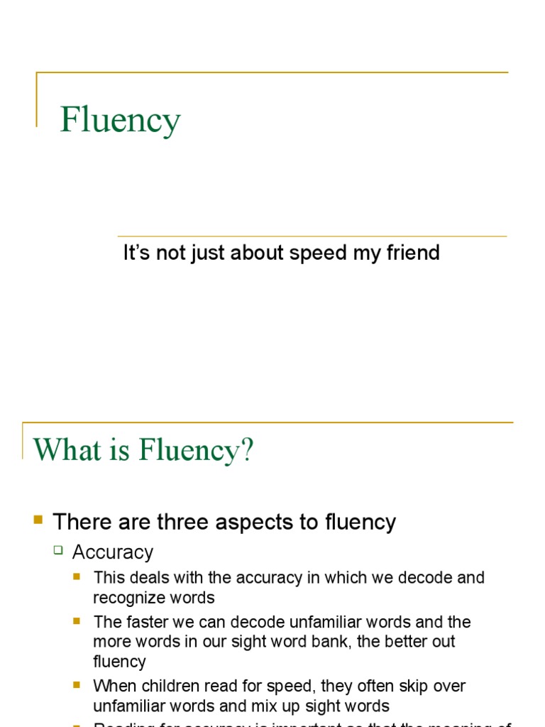 Understanding Reading Fluency Components | PDF | Fluency | Applied ...