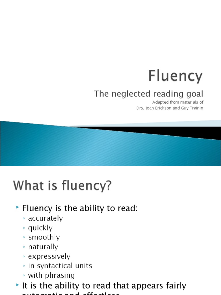 The Neglected Reading Goal: Adapted From Materials of Drs. Joan ...