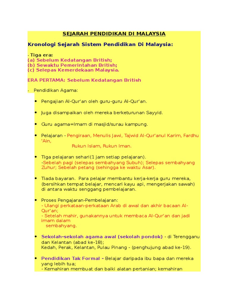 Sejarah Pendidikan Di Malaysia  PDF