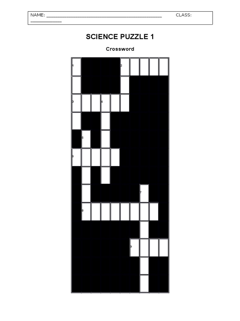 Science Puzzle 1: Crossword | PDF | Science & Mathematics | Technology ...