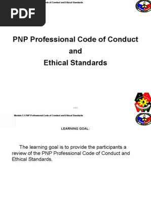 1 2 Pnp Professional Code Of Conduct And Ethical Standards Pdf Value Ethics Integrity