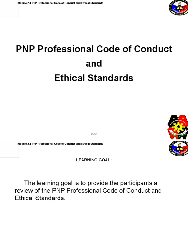 1 2 Pnp Professional Code Of Conduct And Ethical Standards Value Ethics Integrity