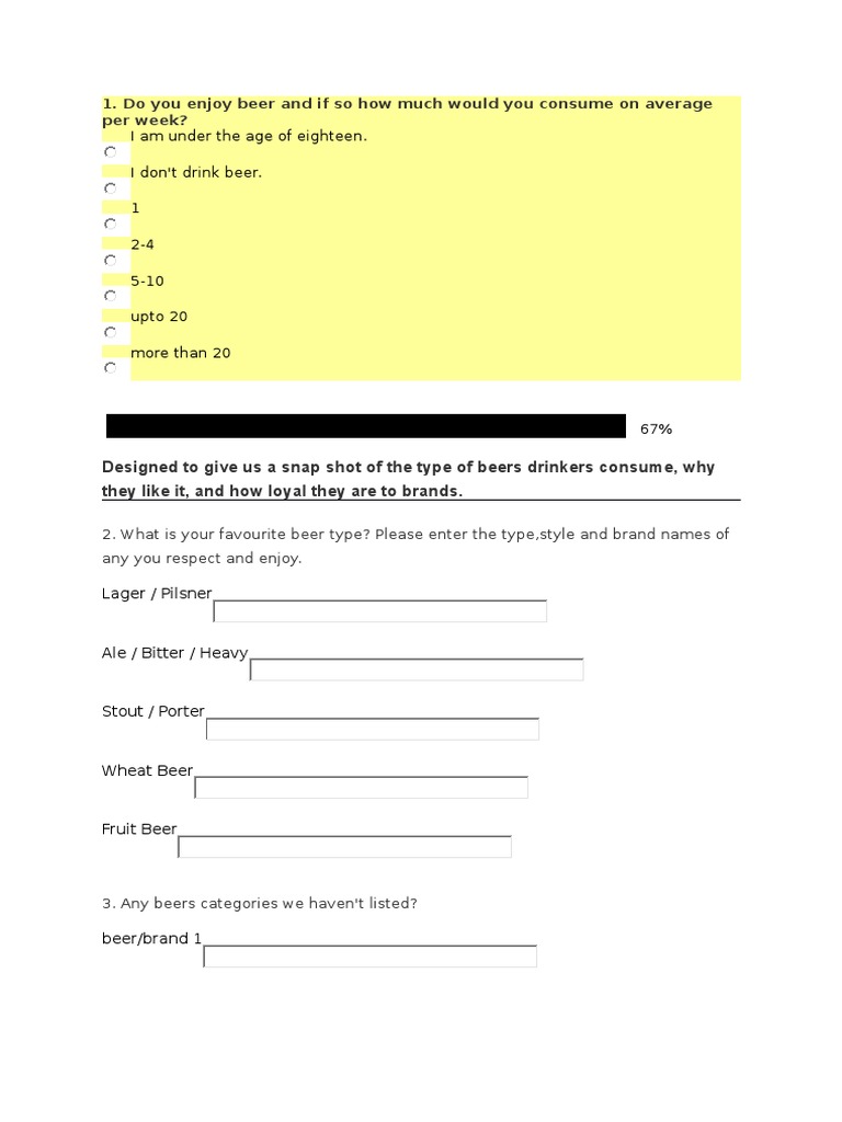 Beer MR Questionnaire Beer Alcoholic Drinks