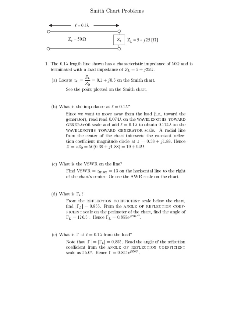 Smith Chart Problem Solutions | PDF