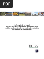 Conformity Study For Bulgaria Directive 2004/38/EC On The Right of Citizens of The Union and Their Family Members To Move and Reside Freely Within The Territory of The Member States