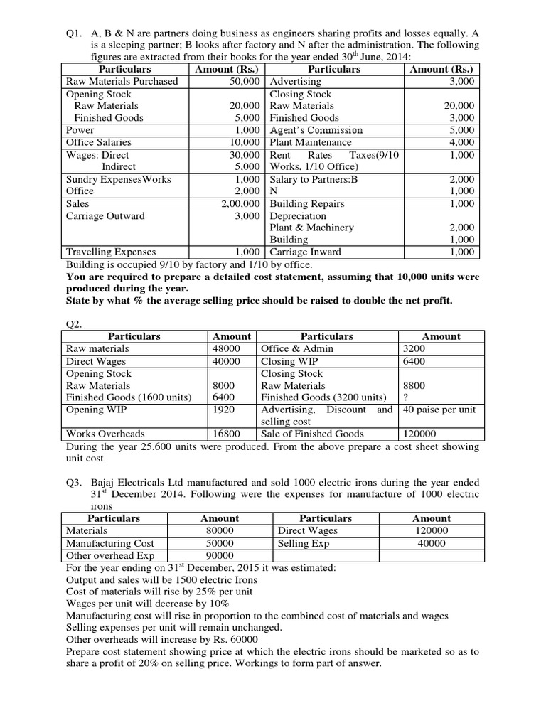 assignment cost estimate