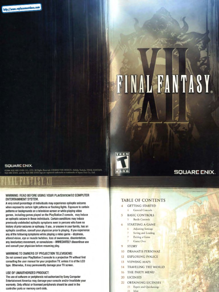 Final Fantasy Xii Manual Ps2