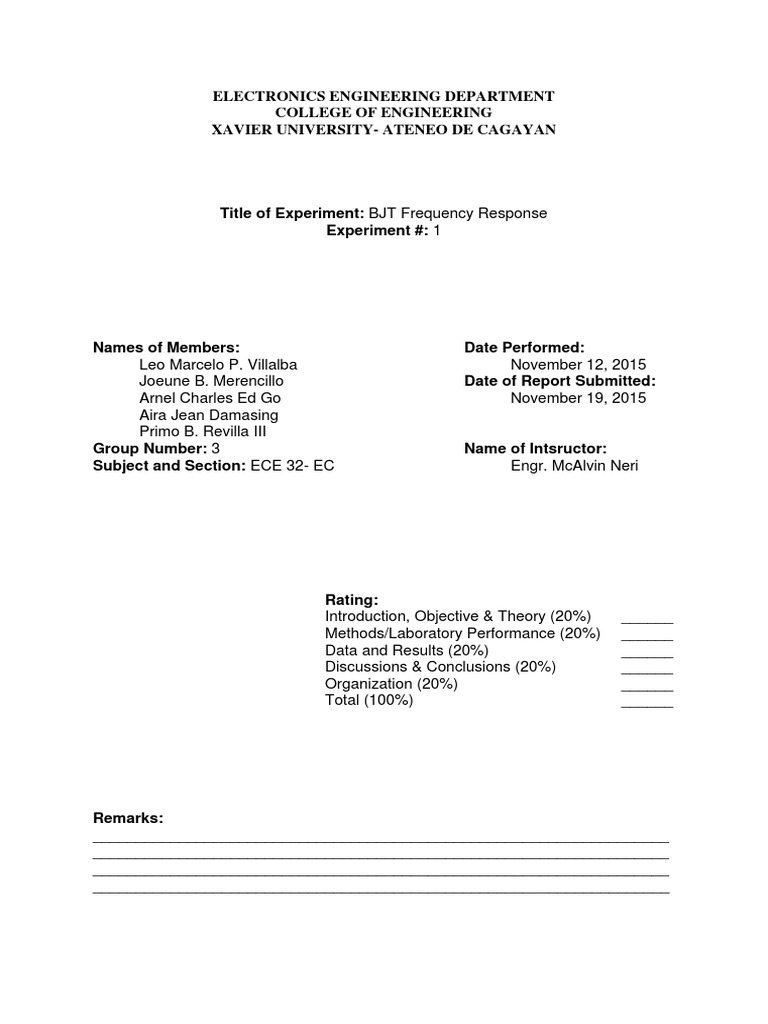 Frequency Response Of Bjt Amplifier Pdf Capacitor Amplifier
