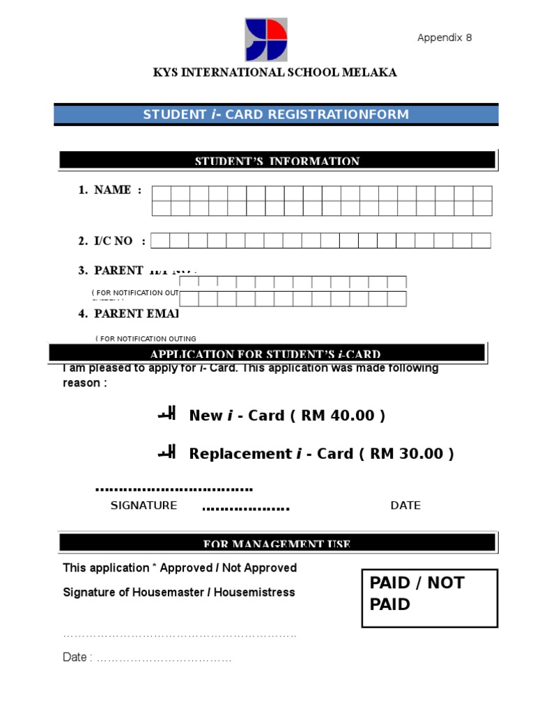 Student i-Card Application Form | PDF