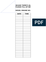 Incase There'S Alarm (Breaker) Occur, Please Fill-Up Below For Monitoring Diesel Engine No. 1 Date Time