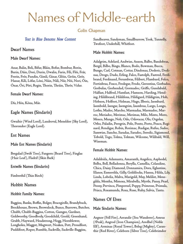 Middle-Earth Names | PDF