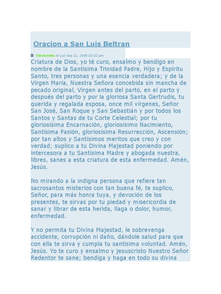 Oracion a San Luis Beltran | Orden dominicana | Santo