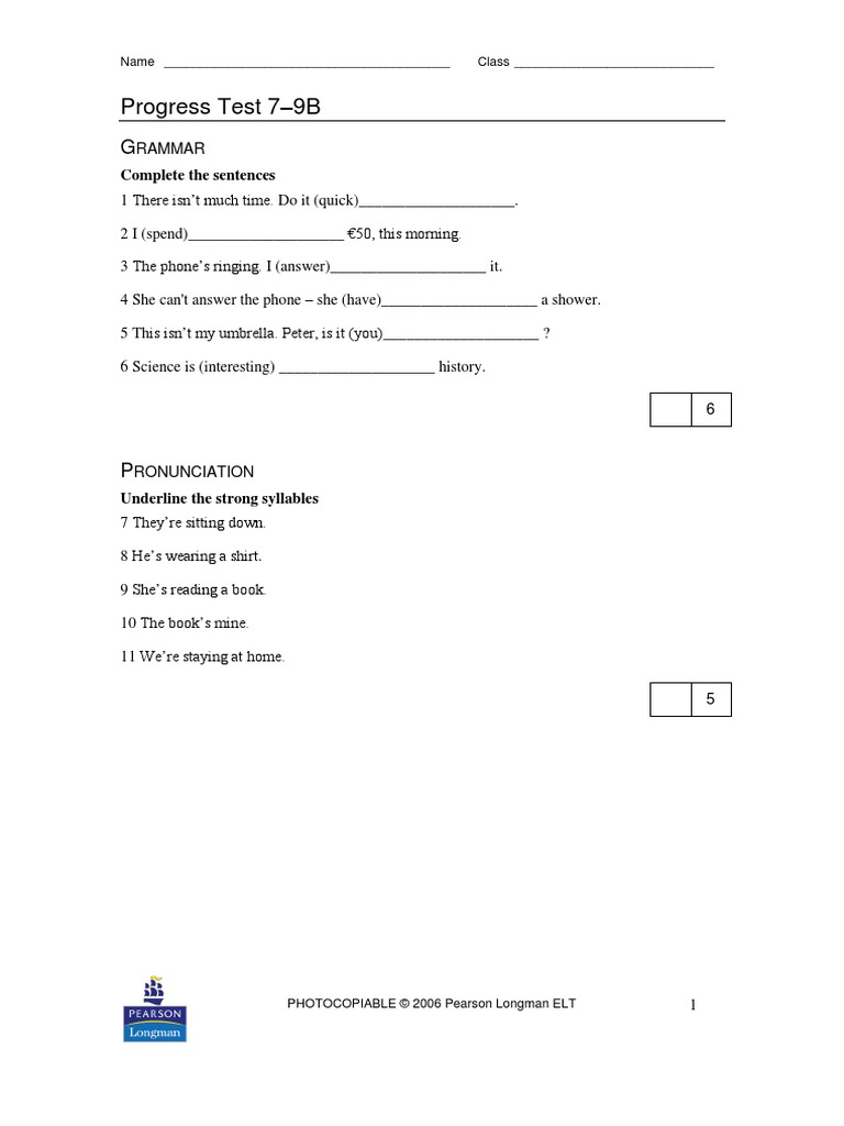 Progress Test 7 - 9B: Complete The Sentences | PDF