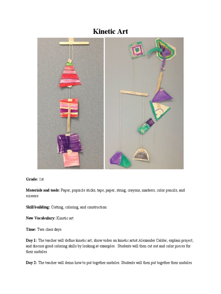 Kinetic Art Project for 1st Graders | PDF