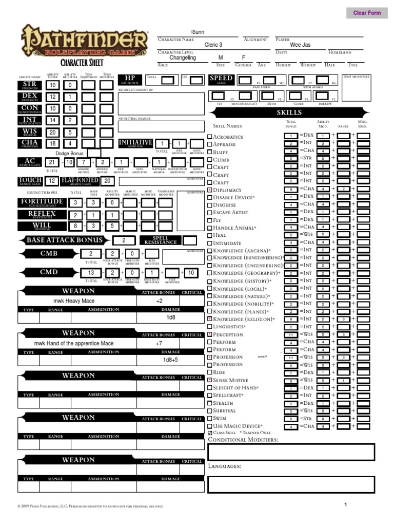Premade Changling Cleric 3 Death domain Magic domain | Gaming | Dungeons & Dragons