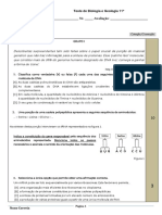 Teste de Biologia 11 (2º Teste)