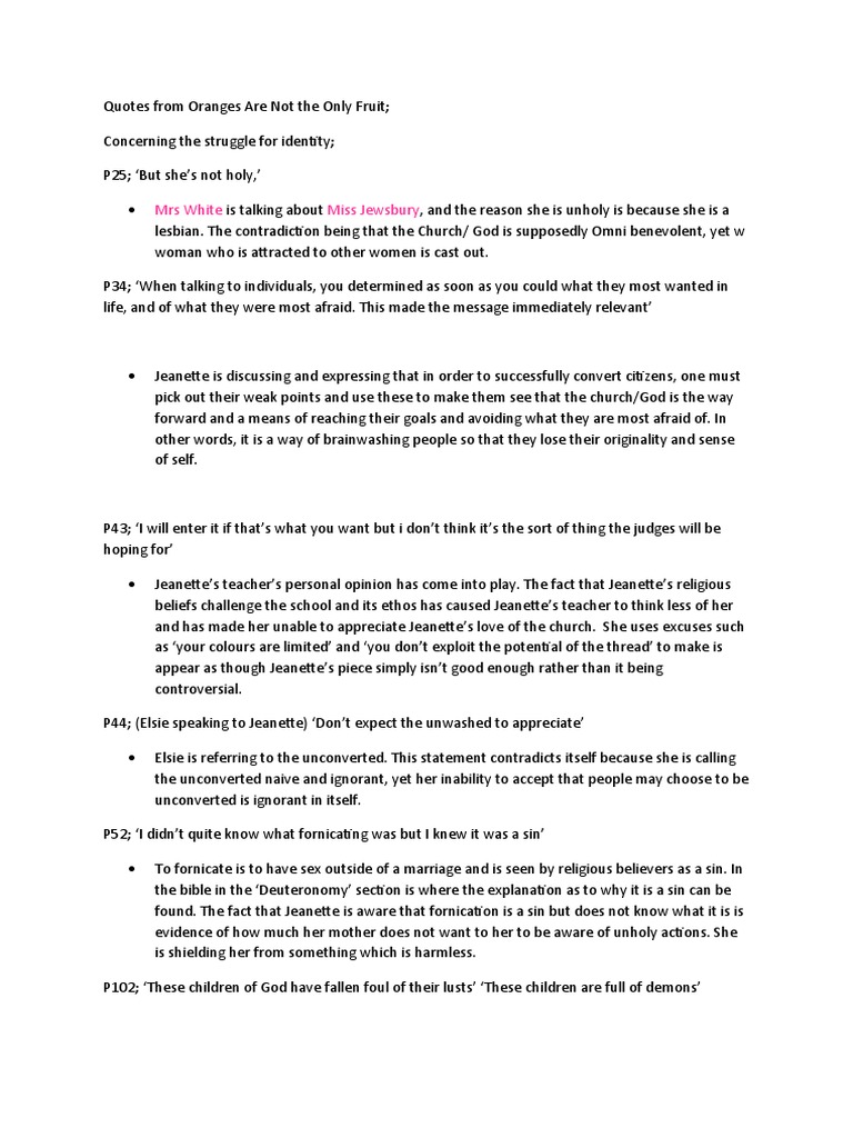 Quotes From Oranges Are Not The Only Fruit