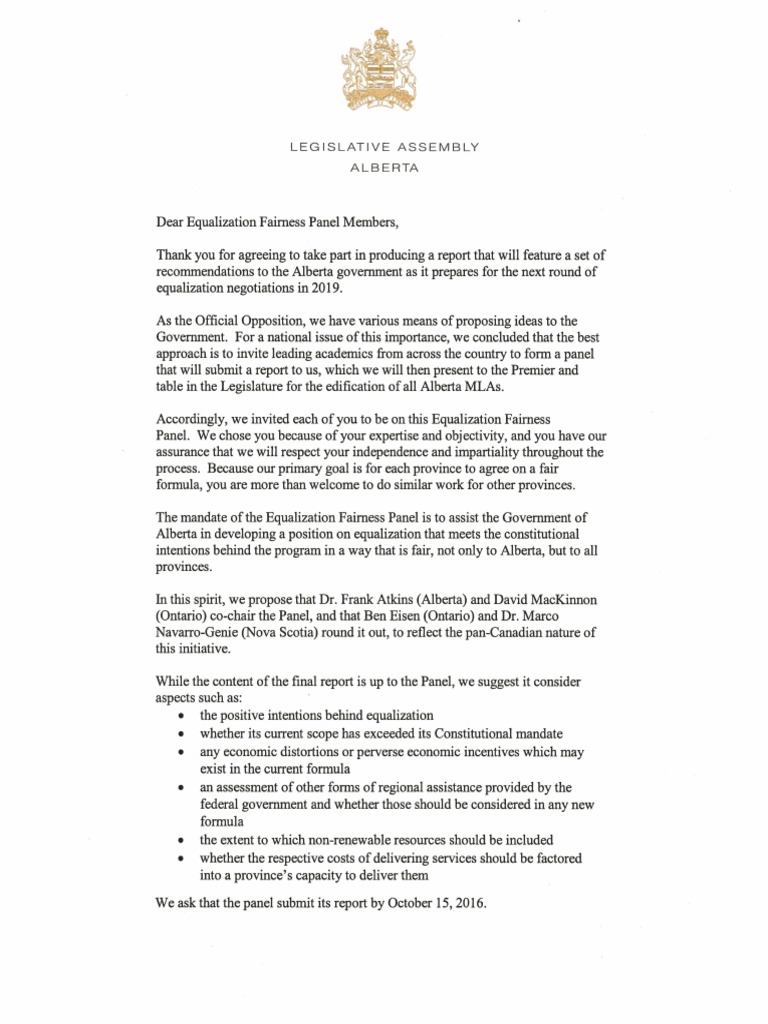Equalization Mandate Letter PDF