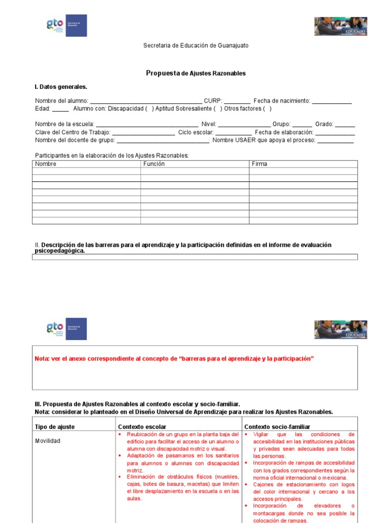 Propuesta de Ajustes Razonables Educativos | PDF | Invalidez | Evaluación