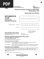 Mathematics Stage 3A 3B Calc Assumed Exam 2012