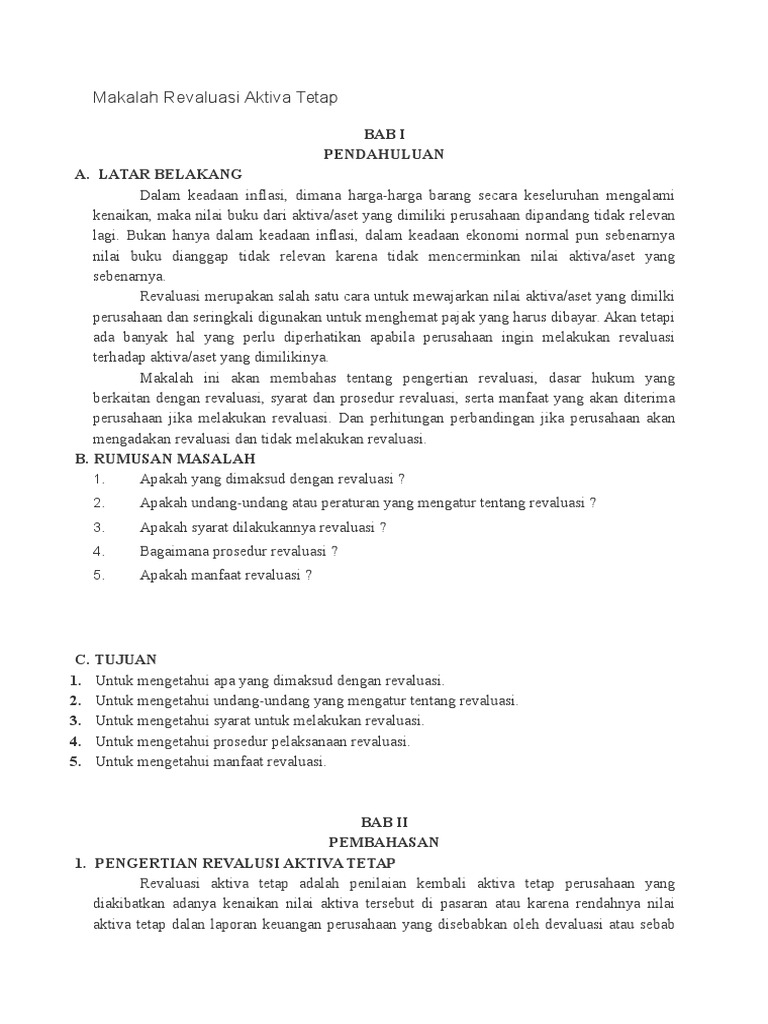 Makalah Revaluasi Aktiva Tetap