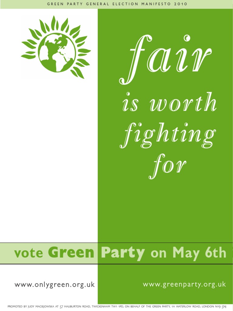 Green party manifesto Welfare Taxes