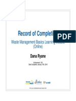 Record of Completion Waste Management