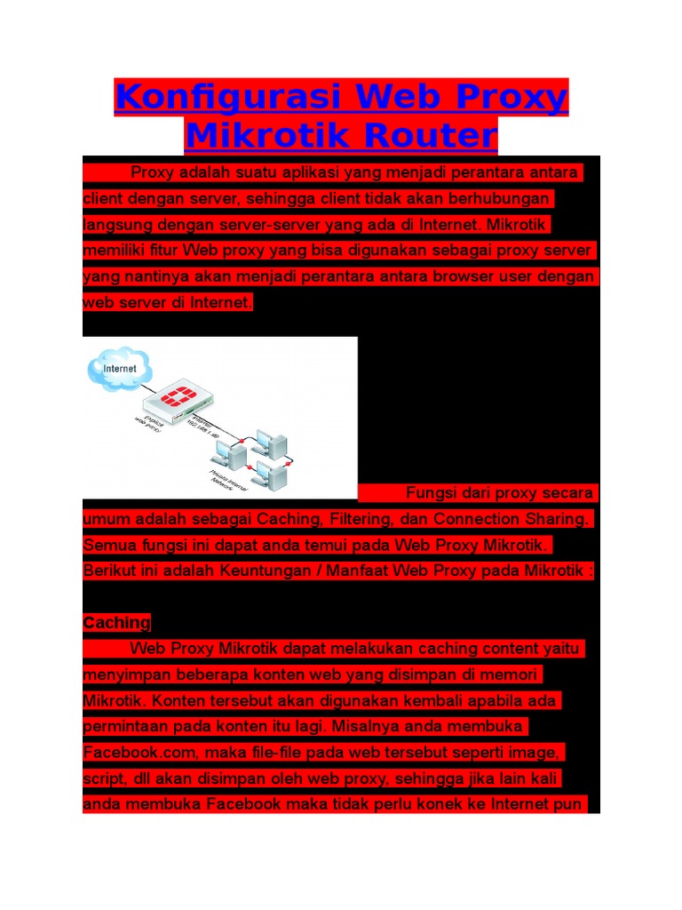 Konfigurasi Web Proxy di Mikrotik | PDF | Griya & Taman | Komputer