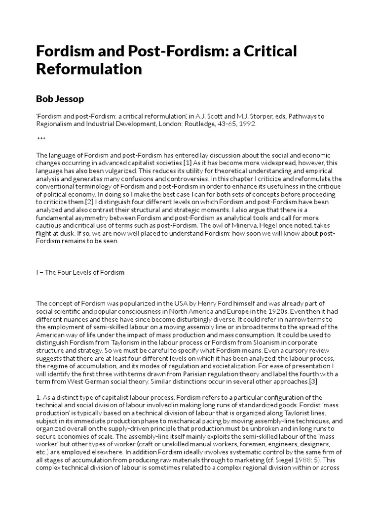 Fordism vs Post-Fordism Explained | PDF | Capitalism | Consumerism