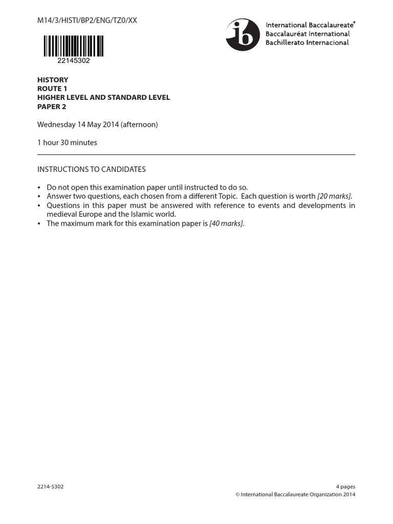 History Route 1 Paper 2 HLSL | PDF | History